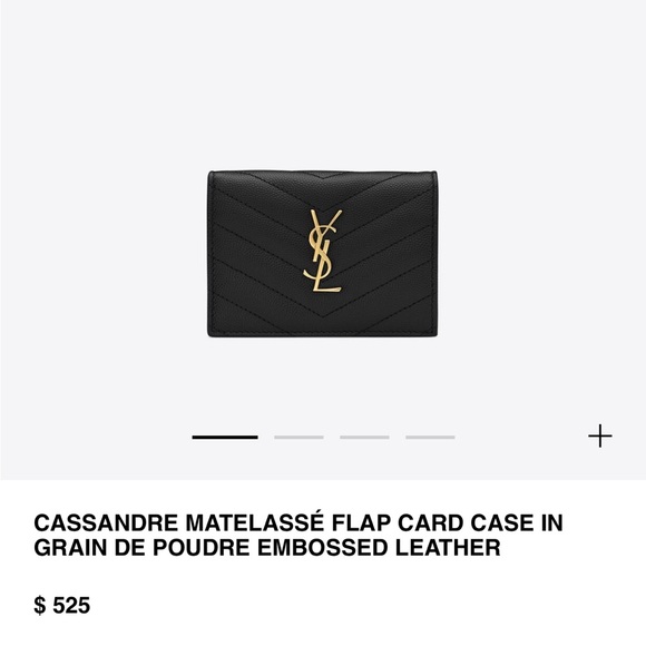 YSL CASSANDRE MATELASSÉ FLAP CARD CASE IN GRAIN DE POUDRE EMBOSSED LEATHER - Picture 6 of 6